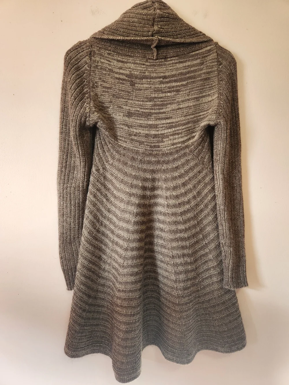 Y2K 100% Cashmere Draped Open Front Waterfall Cardigan Chunky Ribbed Knit Size S - Picture 2 of 3